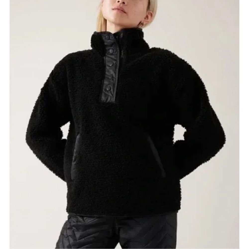 ATHLETA Cozy Sherpa Snap Sweatshirt  1X *NWT*